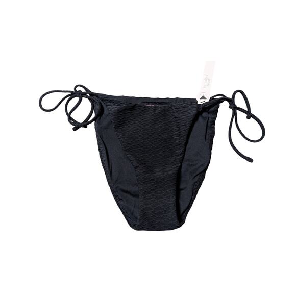 Victoria's Secret Other - Victoria's Secret Women's Black Textured Cheeky Side Tie Bikini Bottoms S NWT